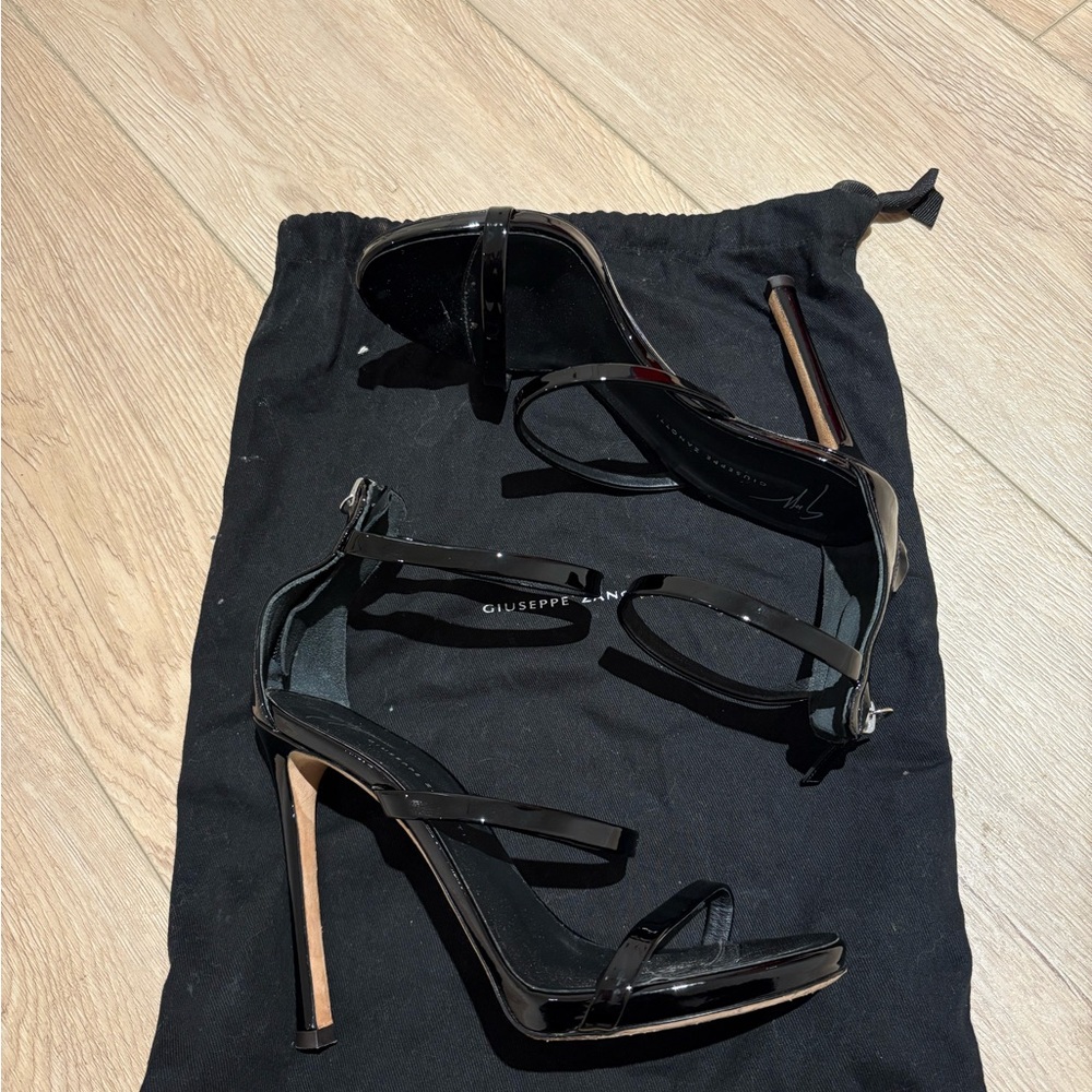 Giuseppe Zanotti Glossy Black Strappy Heels
